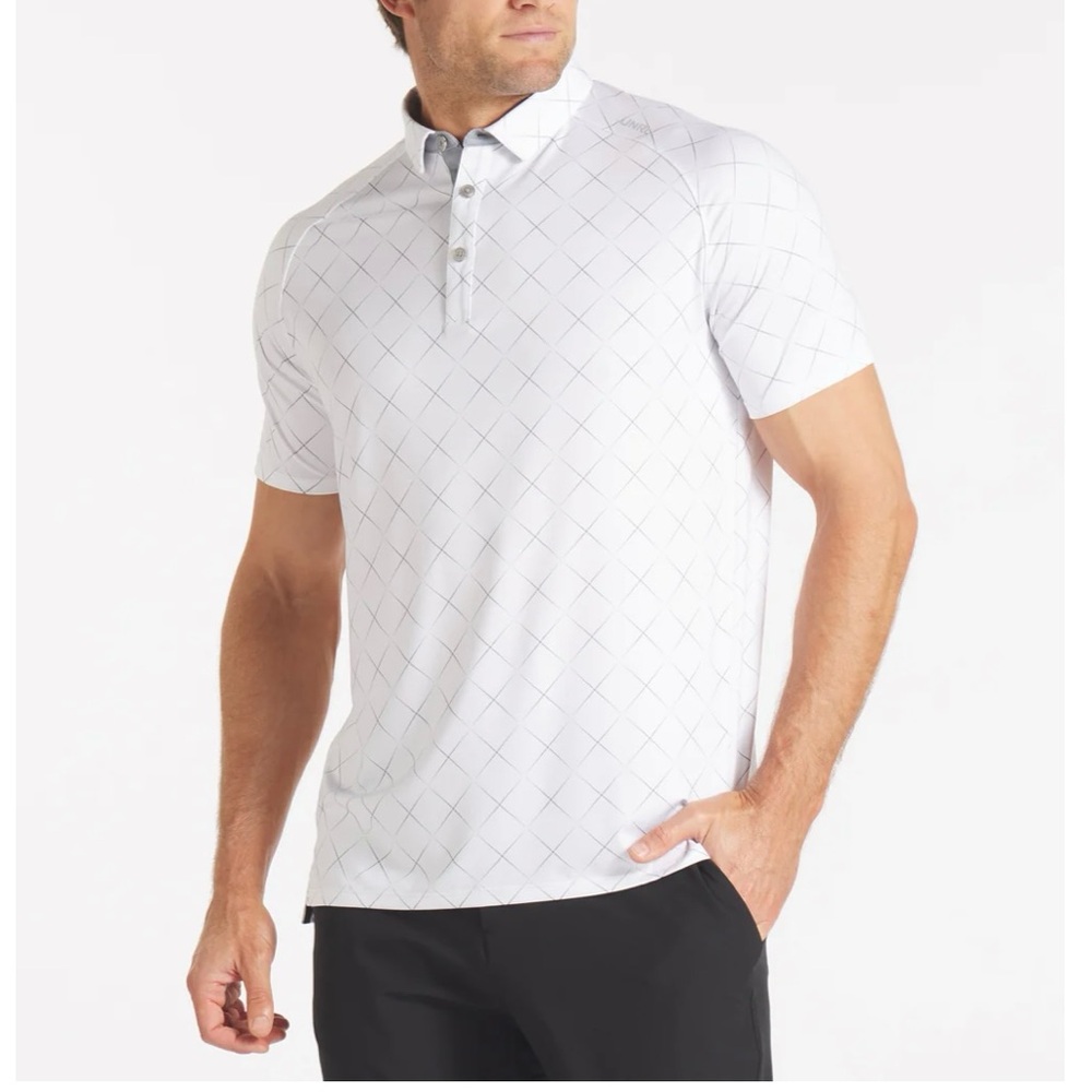NWT UNRL Precision Polo Gray and White  
Athletic Fit Size XL